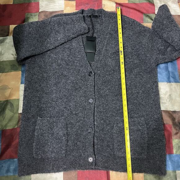 Jenni Kayne Boucle Cocoon Cardigan Dark Gray Alpaca-Blend Size Medium - Picture 6 of 8